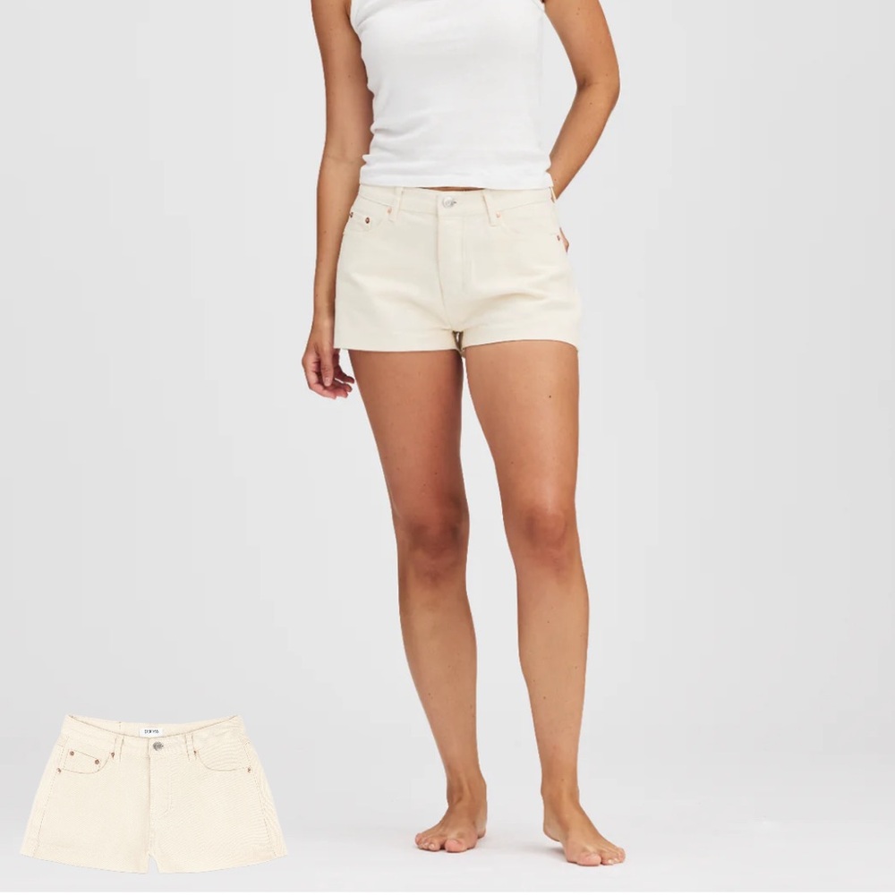 Parke Cream Denim Mini Shorts